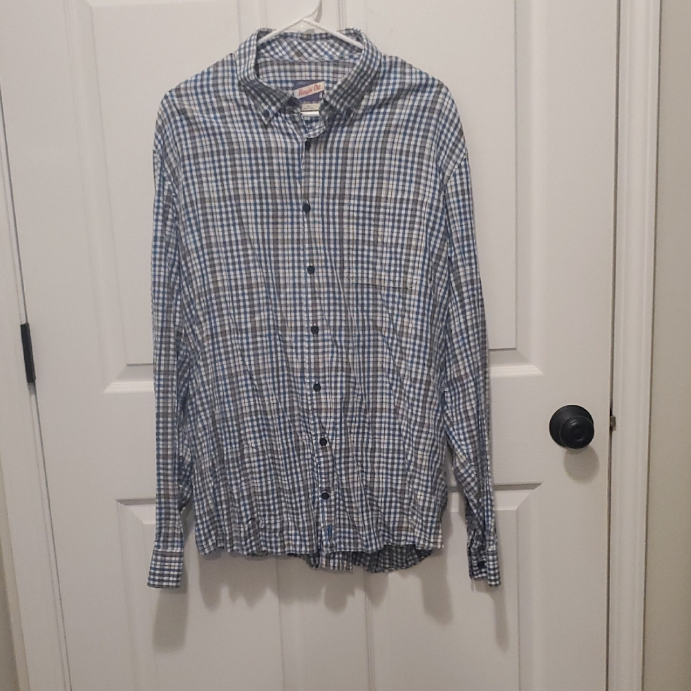 johnnie-O Blue & White Checked Button-Down Shirt
